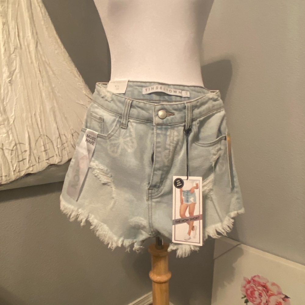 Finders Keepers Blue Distressed Jean Shorts